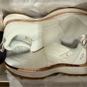 TIEM White and Gold Cycling Shoes NEW
